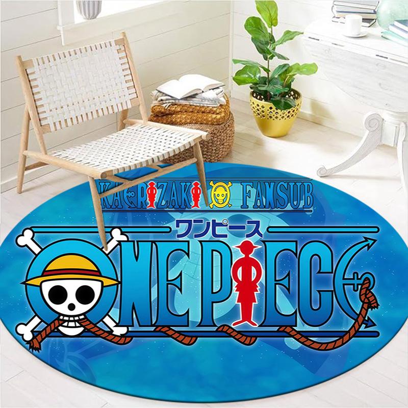 Anime One Piece Round Area Rug Carpet Rug For Living Room Bedroom Sofa Playroom Decor Nonslip Floor Mat