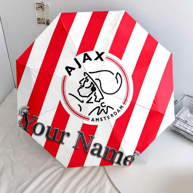 1 PC Automatic Folding Umbrella - AFC Ajax Custom Name Pattern, Portable & Foldable Design with 8 Ribs, Christmas Birthday Gifts