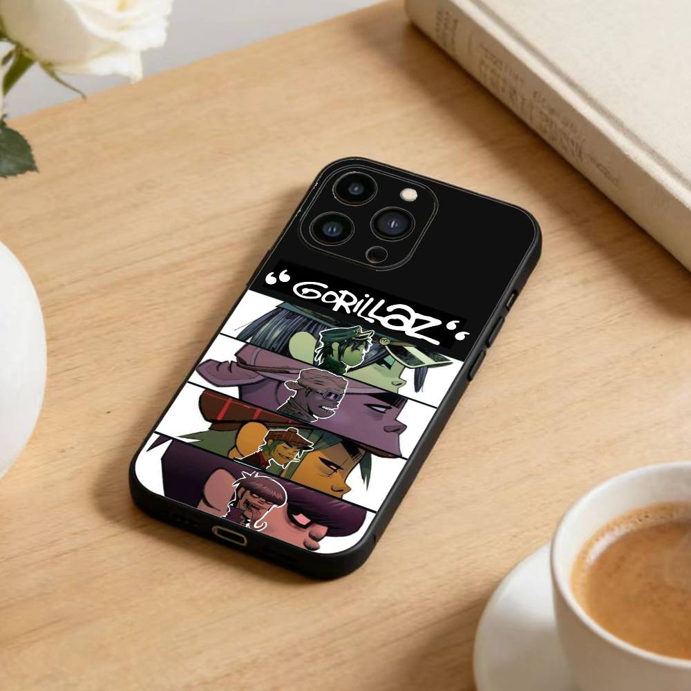 Comic R-Rock Band G-gorillaz   Phone Case For iPhone 17 16 15 14 13 12 Max Plus Silicone Black Cover