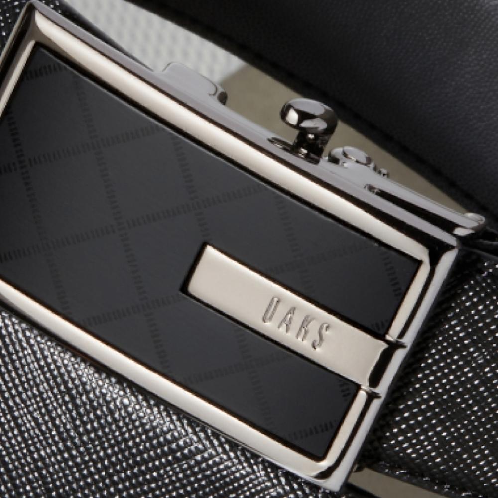 Daks Black Check Pattern Silver Point Matte Buckle Cowhide Automatic Belt