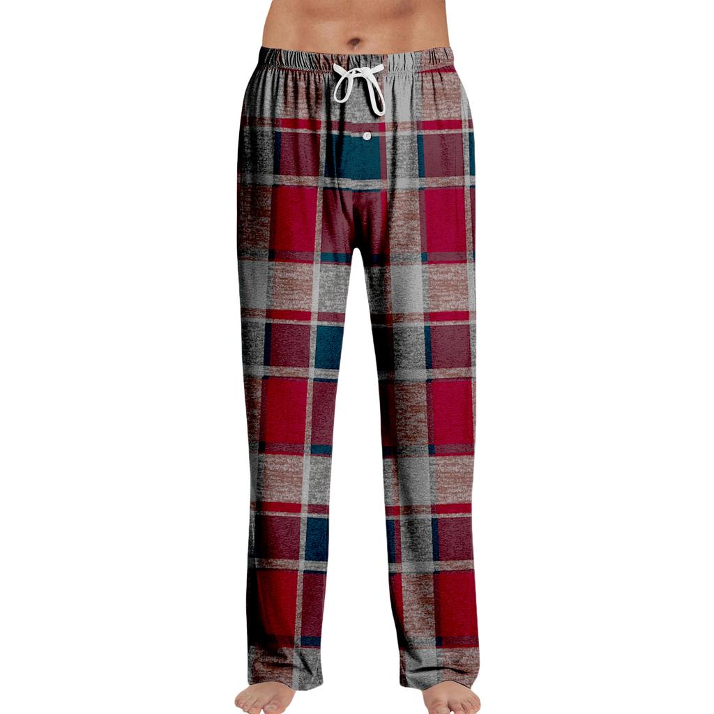 Pantalon de Pyjama à Rayures Vêtements de Nuit Décontracté Cordon de Serrage Taille Élastique Pantalon Confortable Droit Yoga Ample