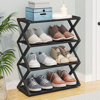 4 Tier Foldable Shoe Rack Space Saving   Standing Shoe Storage   for Closet Hallway Entryway Bedroom