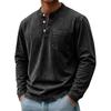 Men's Summer Long Sleeve Shirt Color Buttoned Pocket Casual Top for Everyday Wear