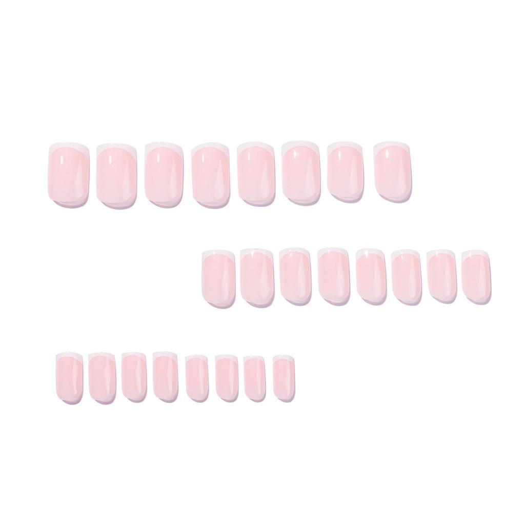 Le Fan Short Square White French Tip Wearable Fake Nails