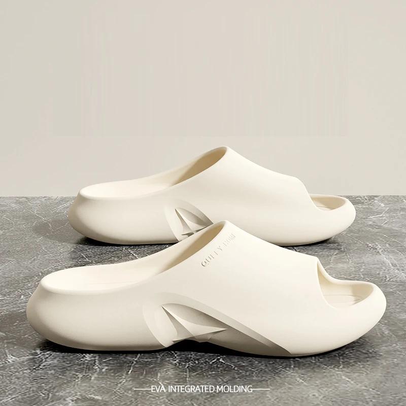 Jednoduché jednobarevné pantofle, ležérní boty s otevřenou špičkou a měkkou podrážkou, pohodlné domácí koupelnové pantofle