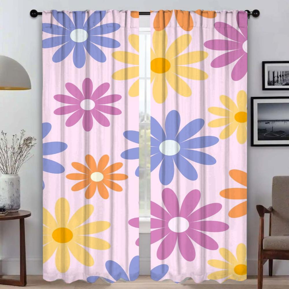 

Милые цветы затемняющие шторы 2 шт. оконные шторы для комнаты 2 панели перегородки жалюзи тюль для спальни украшение на Хэллоуин W50xH70cmx2pcs-CL