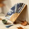Folding Fan Handmade Decorative Kanagawa Wave Foldable Fan Handheld Vintage Hand Fans For Women Portable Folding