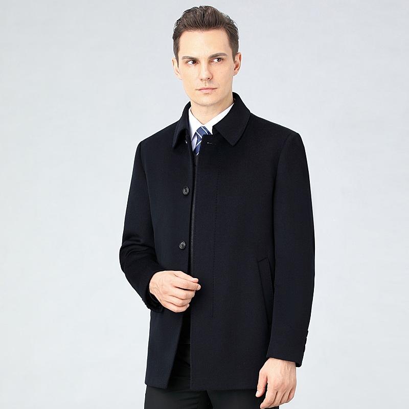 Double-sided cashmere coat men's mid-length business casual large size winter warm long-sleeved lining woolen coat