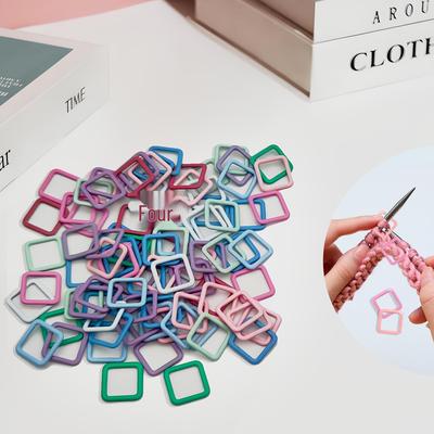Crochet Metal Stitch Markers - Circular Needle, Square Enamel, Colored Knitting Accessories