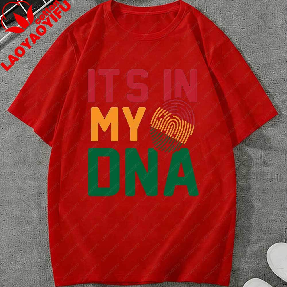 Juneteenth Es liegt in meiner DNA T-Shirt für Unisex Damen Afrikanischer Fingerabdruck Grafik T-Shirt Kurzarm Baumwoll Tops für den Juneteenth Feiertag