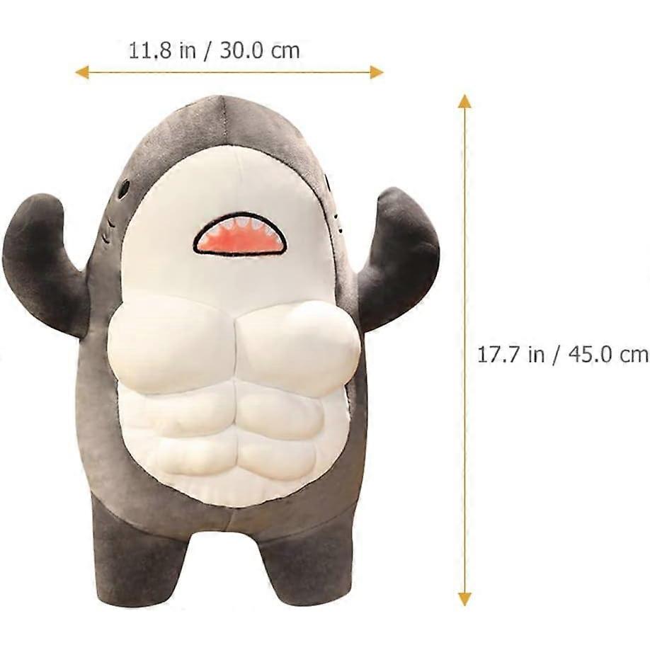 45cm Adorable Muscle Shark Doll Stuffed Toy - Kids Soft Cartoon Whale Plush, Banana Man Isopod Floppa Decorative Pillow