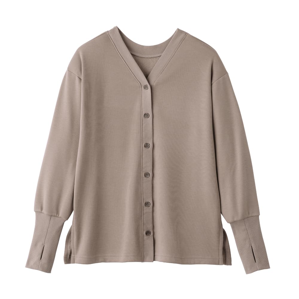 Gunze Tuche Cardigan with Fleece Beige 2-Way Lining, Women's, (TC4524)