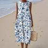 Women's Fashion Casual Sleeveless Round Neck Floral Elegant Temperament Dress