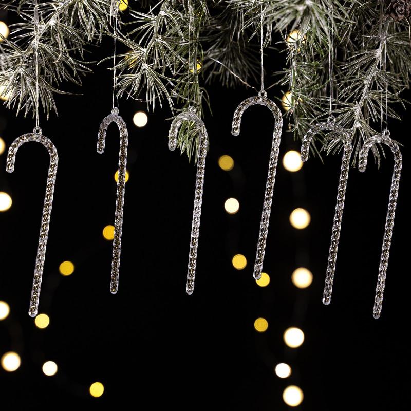 New Christmas Decorations: Acrylic Transparent Walking Stick Pendant, Colorful Ice Cone Christmas Tree Pendant