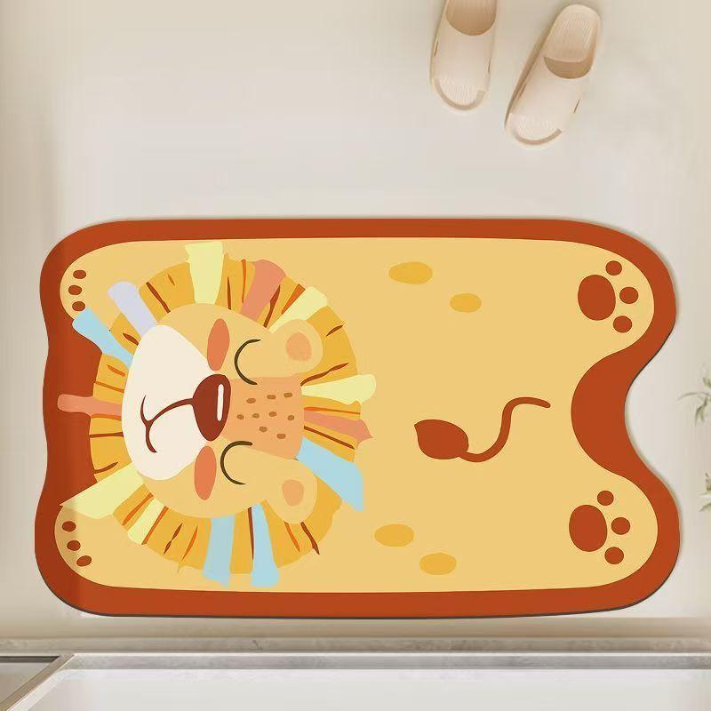 Cartoon Bathroom Absorbent and Easy To Dry Foot Mat, Anti Slip Mat for Entering the Home, Bathroom Diatomaceous Earth Floor Mat