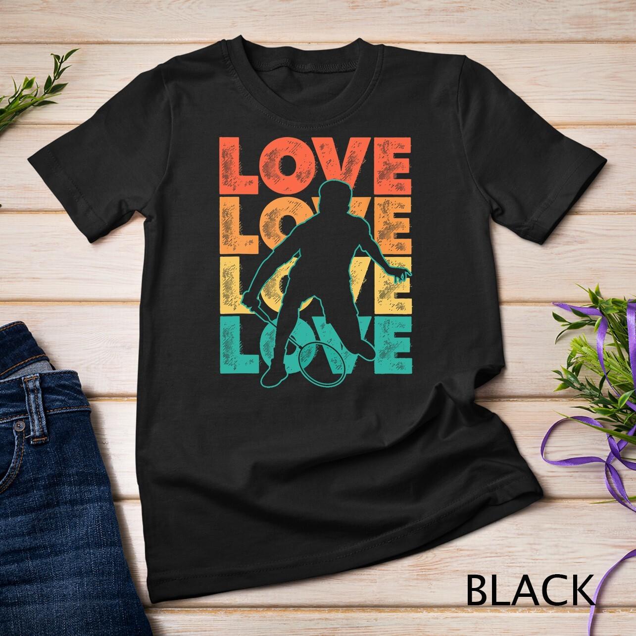 Retro I Love Badminton Theme Graphic Design Unisex T-Shirt Mens Womens Tees Top S