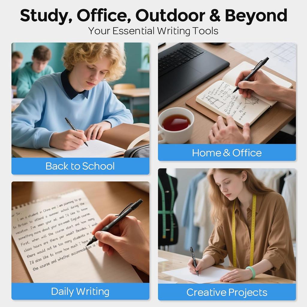 Nicpro HD1000 0.5 mm Art Mechanical Pencil Set in Case, 3 PCS Weatherproof Mechanical Pencils with 6 Tube HB Refills, Eraser, Weatherproof Barrel for