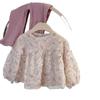 Koreanische Kinderbekleidung Mädchenanzug, ausländischer Stil Mädchen Baby Herbstkleidung, Puffärmel Blumenoberteil + Spitzhose zweiteiliges Set