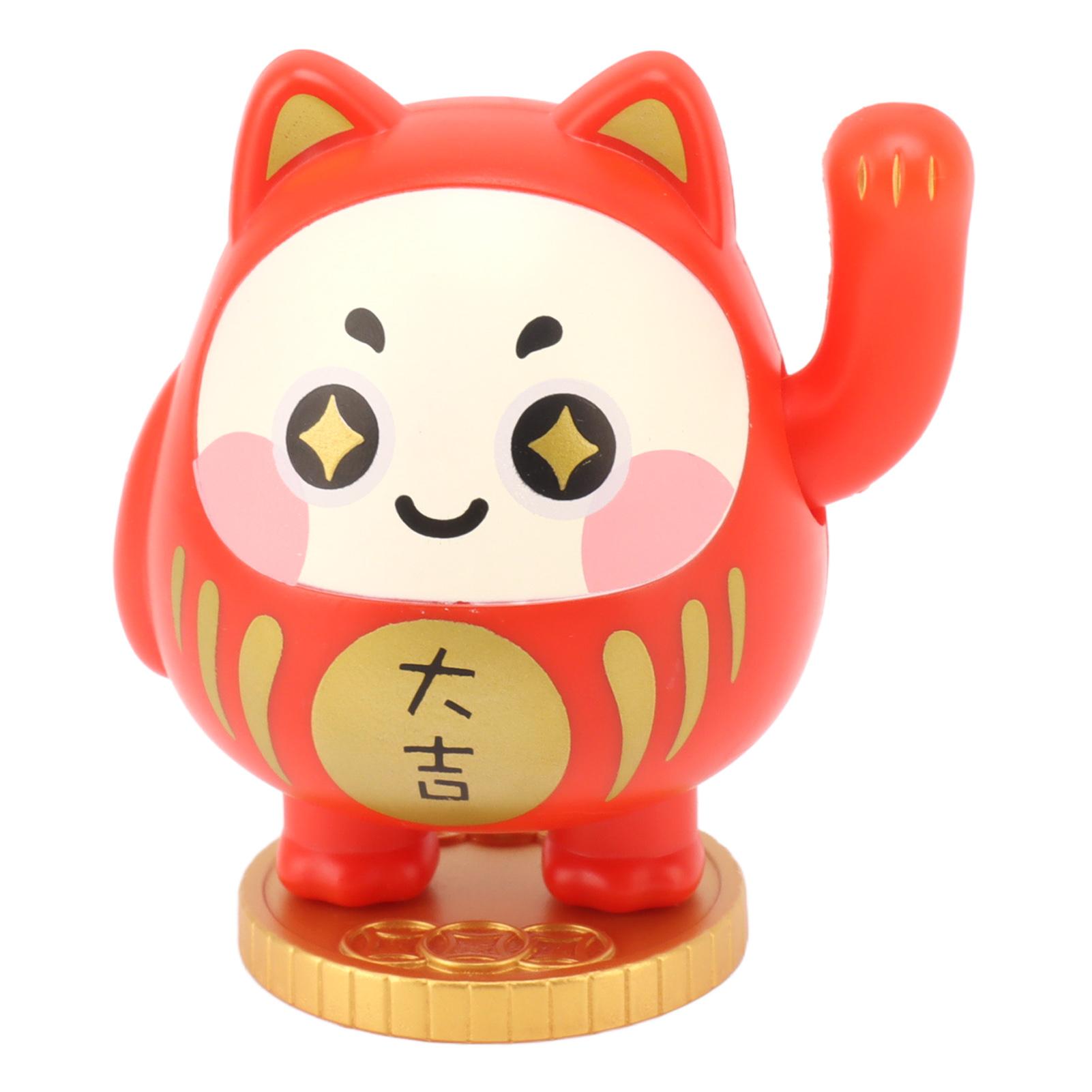 

Waving Lucky Cat Solar Powered Decorative Ornament Fortune Cat Figure for Car Home Restaurant Cafe Red