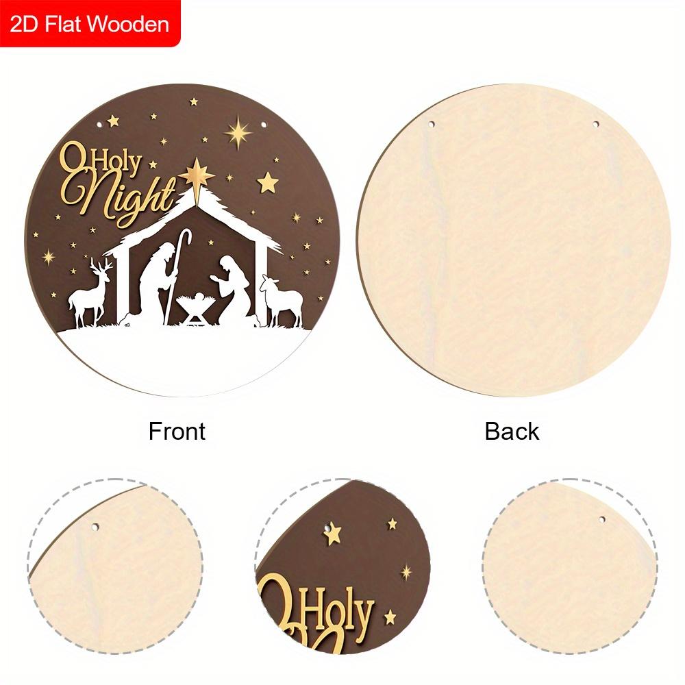 Rustic Nativity Wooden Christmas Sign - Holy Night Figurine Ornaments - Manger Sign - Ideal for Front Door, Wall Decor - Ideal Christmas Gift