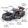 1:32 Metal M4 Police Cars Toy Models Rubber Tire Pull Back Vehicle Light Music Sports Car Miniature Toys Boyfriend Birthday Gift