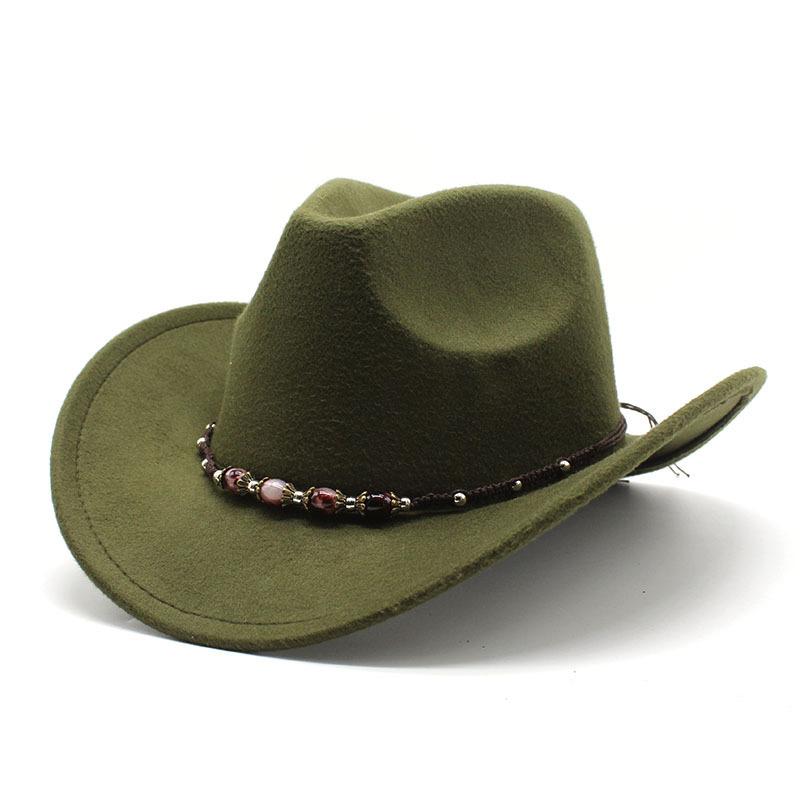 American Western Cowboy Hat Men'S Riding Hat Outdoor Travel Equestrian Hat Bent-Brimmed Wool Top Hat