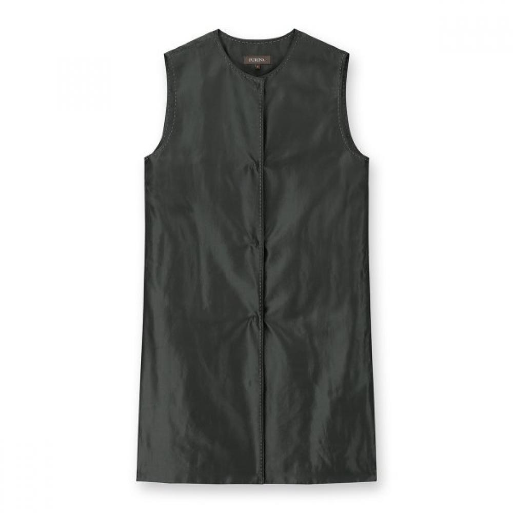 Furina Poly Silk Long Vest Round Neck charcoal/S (55)