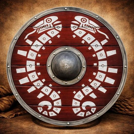 Викингский Драконий Щит Настенный Декор Ручной Работы Норвежский Деревянный Щит, Средневековый Декор для Дома в Стиле Викинг 60,96 см