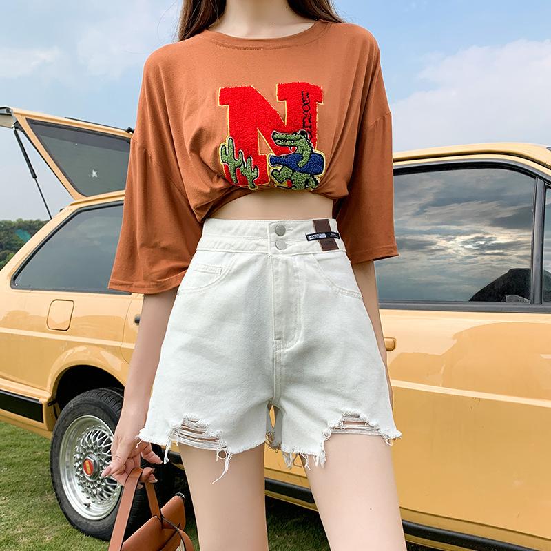 American Simple Denim Shorts for Women Summer Fashion High Waist Slim Wide Legs Loose Casual A-line Dancing Cycling Shorts Y2K