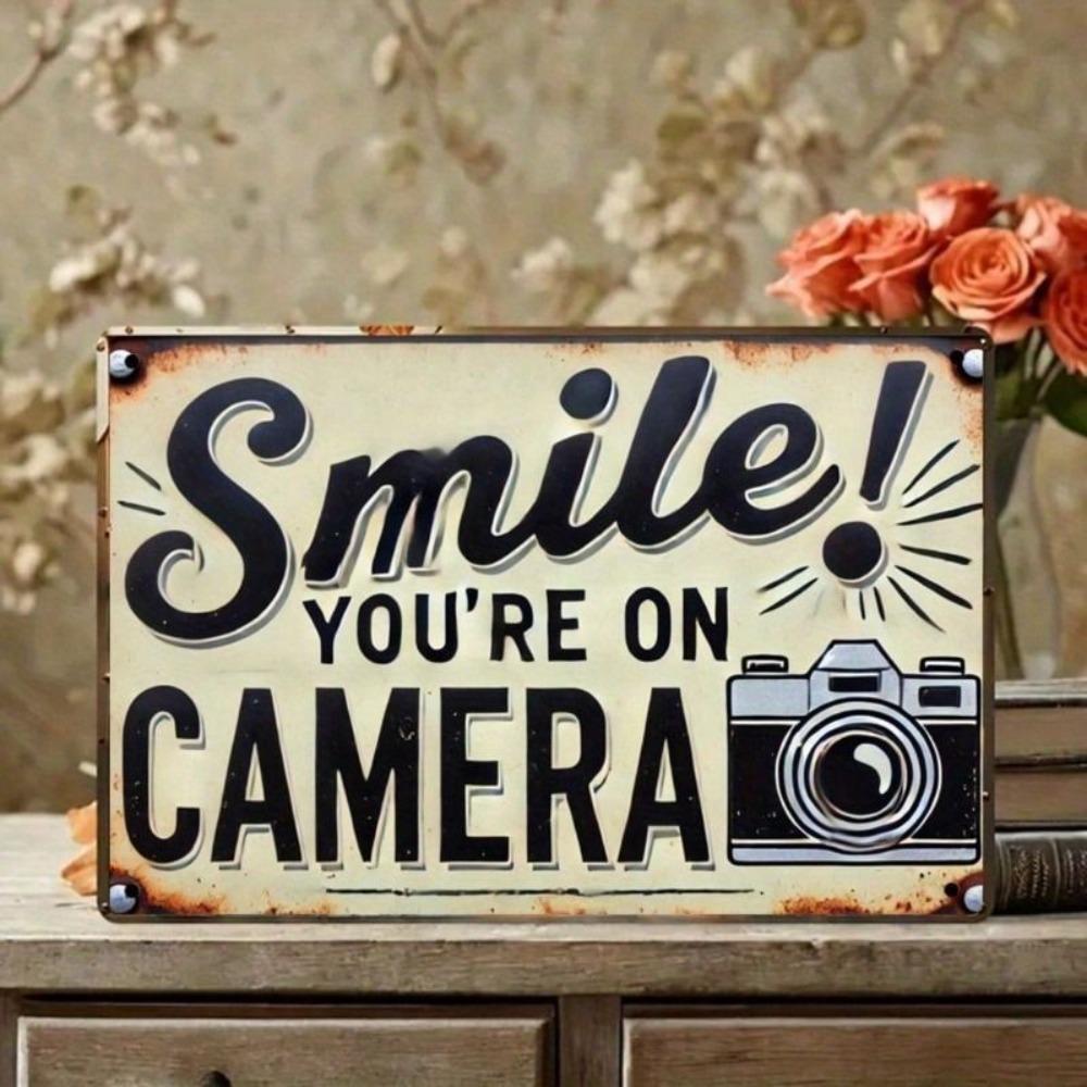 Vintage Metal Sign Smile You Are In Frame 20x30cm Home Office Decor
