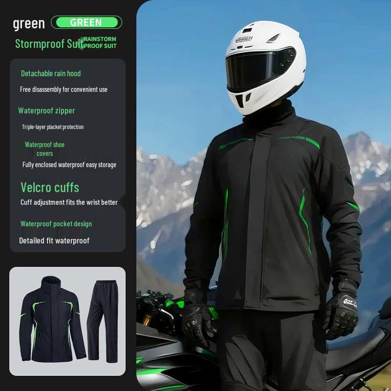 Unisex Waterproof Motorcycle and Scooter Full-Body Rain Suit XXL зелёный