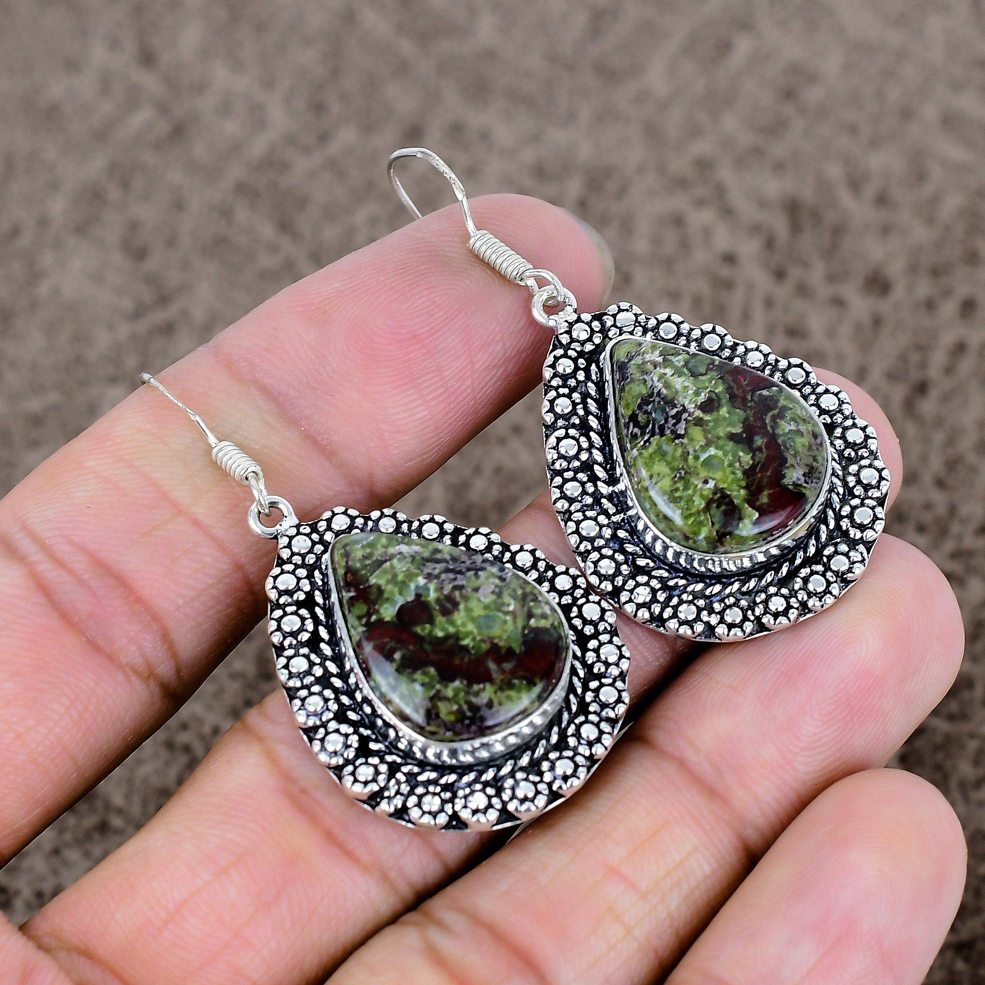 

Dragon Blood Gemstone Handmade 925 Sterling Silver Jewelry Earring 2.01 KKG-662