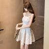 French-Style Birthday Dress: Elegant Waist-Cinched Strappy Summer A-Line Skirt for Women
