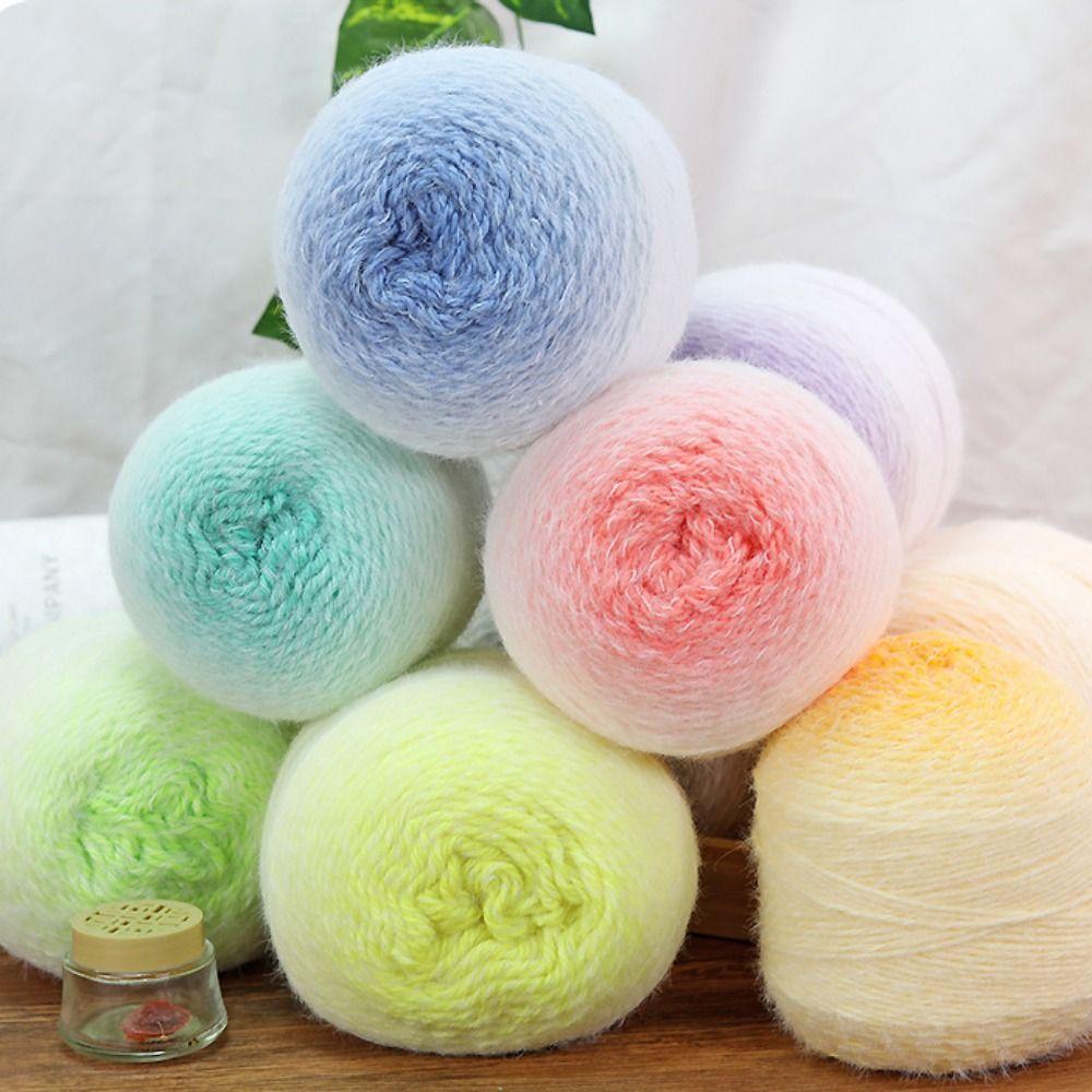 200g/ Roll Durable Gradient Color Wool Yarn Multicolor Handmade Long Velvet Yarn DIY Soft Knitting Yarn for Blanket Scarf