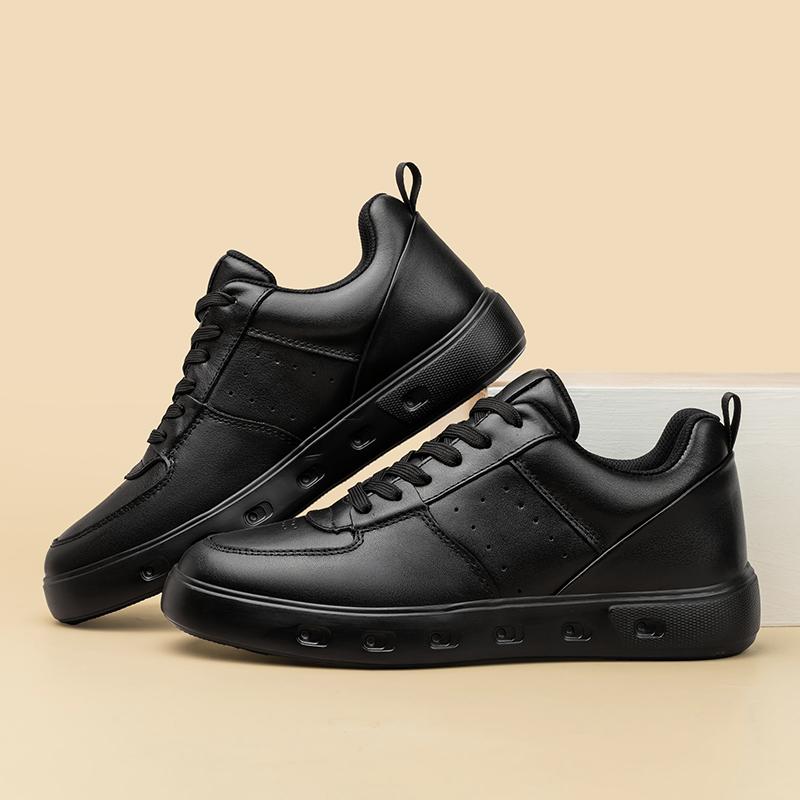 Men's Cow Leather Casual Height Increasing Sneakers Flat/5CM Elevator Shoes Breathable Comfortable Fashion Lift Footwear