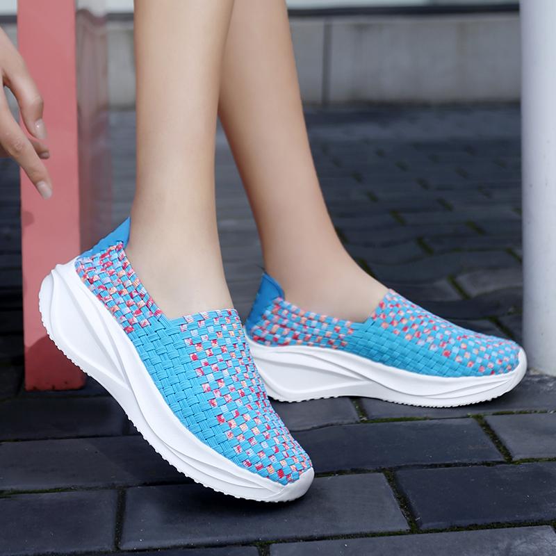 Summer Women Sneakers Casual Plus Size Flats Loafers Soft Elevator Beach Walking Sports Shoes Lightweight Slip On