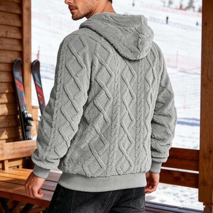 Felpa con cappuccio da uomo in pile per autunno inverno con coulisse, polsini a costine, manica lunga, pullover caldo, tinta unita, casual quotidiano, vestibilità ampia, felpa outerwear