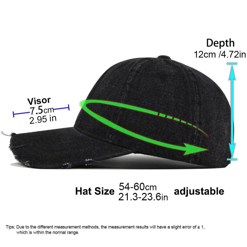 Ripped Brim Denim Baseball Cap Hole Visor Distressed Peaked Cap Casual Adjustable Cowboy Baseball Hats For Man Women Unisex