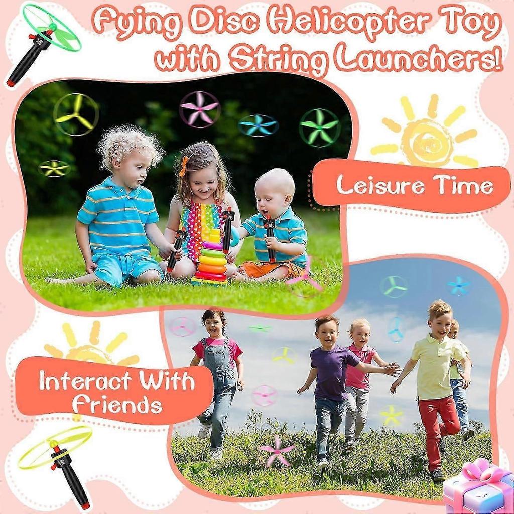 12-Piece Flying Saucer Toy Set with 4 String Launchers for Kids' Outdoor Play In Britain
