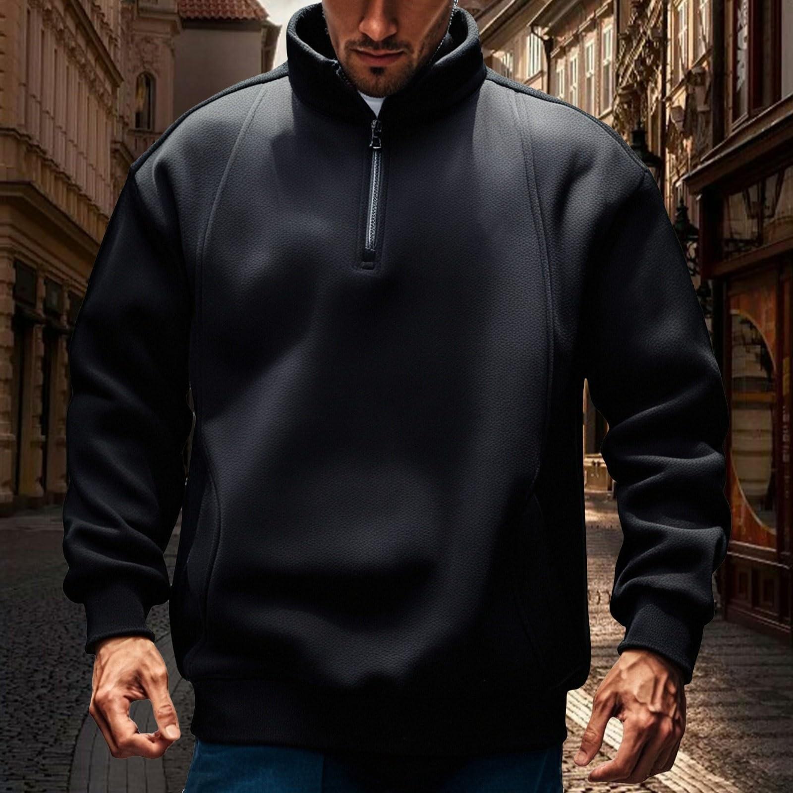 Men Casual Fashion Fall Shirt Long Sleeve Men s Trendy  Pullover Tops Collar Sweatshirt L