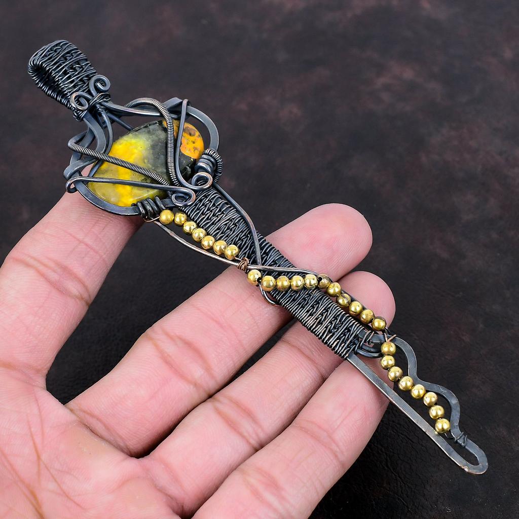 Bumble Bee Jasper Pendant Copper Wire Wrapped Pendant Handmade Jewelry Key Pendant Natural Gemstone Pendant Copper Jewelry Anniversary Gifts