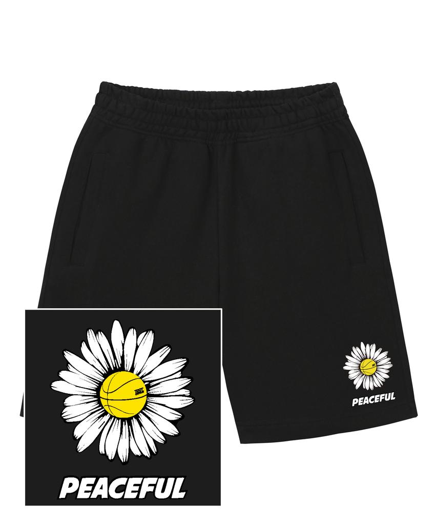 TRIPSHION Daisy Peaceful Logo Sweat Half Pants - Black