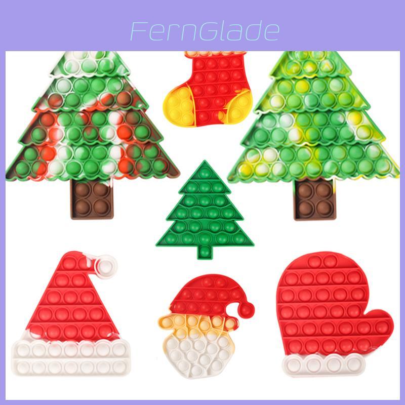 Christmas Big Size Pop It Silicone Toys For Stress Relief Featuring Delightful Santa Claus And Christmas Tree Designs