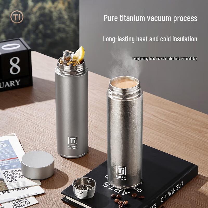 RELEA Men's Pure Titanium Tea Separation Insulated Mug