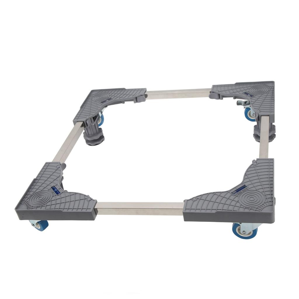 Fridge Stand Adjustable Washing Machine Stand Adjustable Furniture Dolly with 4 Feet 4 Single Wheel Brake Gray