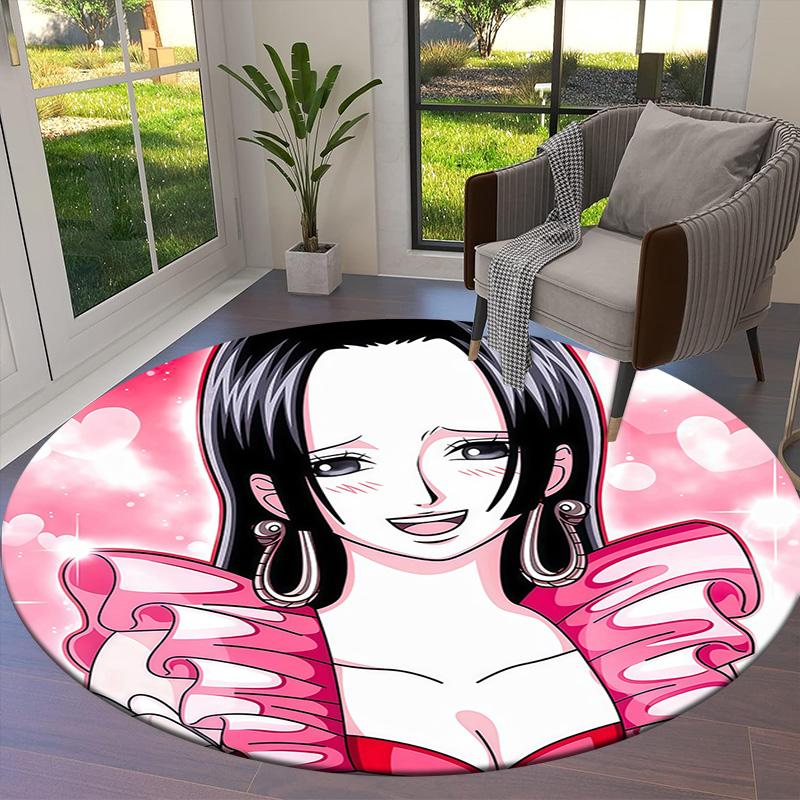 Anime One Piece Cartoon Round Area Rug Carpet Rug For Living Room Bedroom Sofa Playroom Decor Nonslip Floor Mat