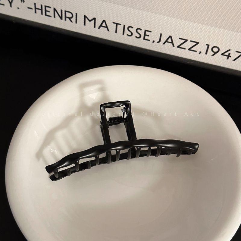 Silver Textured Metal Shark Hair Claw - Women's Stylish Updo Clip Accessory