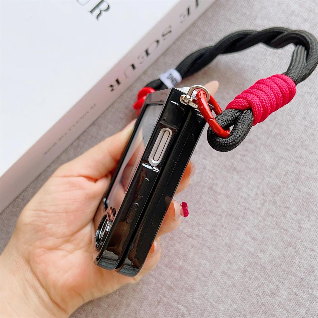 Mit Handgelenkschlaufe Schlanke Handyhülle Für Samsung Galaxy Z Flip 6 5 4 Flip6 Flip5 Flip4 5G Niedliche Bonbon Farbe Solide Schutzhülle