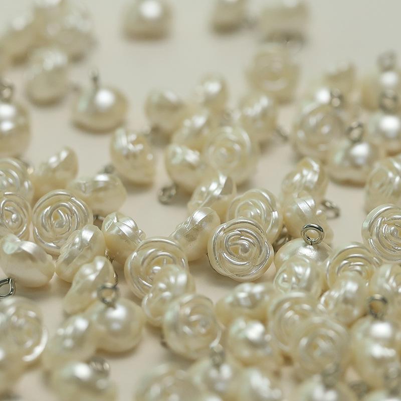 

Вязаный кардиган с жемчужными пуговицами, платье-свитер с декоративными пуговицами, рубашка с верхними пуговицами 1 #[Bud Rose Pearl White] 11mm