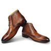 Fashion Customized Business Boots For Men Lace Up Ankle Brogue Comfortable Fashion Retro Printing Shoes Black Brown Nice Shoes Handmade